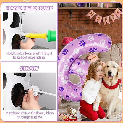 40 Inch Pink Dog Paw Balloons, Numeral 6 Birthday Balloons - Image 4