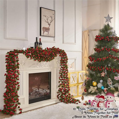 Artificial Flower Garland 6pcs 8.2ft Floral Rose Vine Decor, Hanging Faux Roses - Image 3