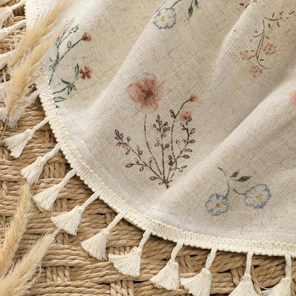 Boho Floral Light Filtering Curtains 96 Inch 2 Panels Linen Texture | Farmhouse - Image 2