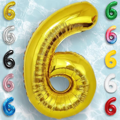 Gold Number Balloon 6 Mylar Foil Balloons 40 inch - Image 5