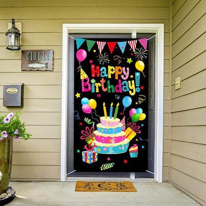 Tatuo Colorful Happy Birthday Banner Door Cover Porch Sign Happy Birthday - Image 7
