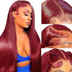 20Inch 99j Burgundy Lace Front Wigs Human Hair 13x6 HD Straight Glueless Lace Frontal Wigs for Women 180% Density Pre Plucked with Baby Hair Wine Red Wigs Human Hair