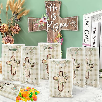ANGOLIO 50Pcs White Floral God Bless Party Favor Bags Waterproof Baptism First - Image 4