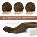 Ve Sunny Clip in Hair Extensions Real Human Hair, Human Hair Clip in Extensions, Balayage Clip in Hair Extensions Dark Brown Ombre Caramel Blonde, 12inch 5pcs 80g