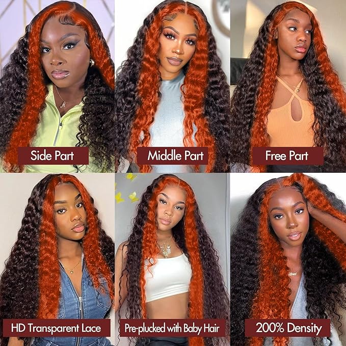 AMIRTY 250% Density 13x6 Deep Wave Lace Front Wigs Human Hair 2/350 Deep Curly Frontal Wigs Human Hair Drawstring Wig Human Hair Pre Plucked with Baby Hair for Women (26 Inch)