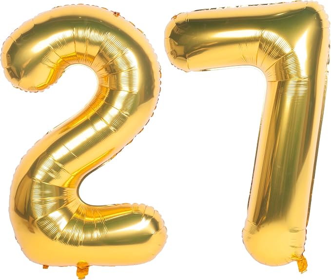 40 Inch gold Number Balloons 27 Helium Foil Mylar Balloon | Birthday Party by Exquisitehighqualitypartydecorationstomeetyoureveryneed%EF%BC%81