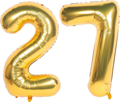 40 Inch gold Number Balloons 27 Helium Foil Mylar Balloon | Birthday Party by Exquisitehighqualitypartydecorationstomeetyoureveryneed%EF%BC%81