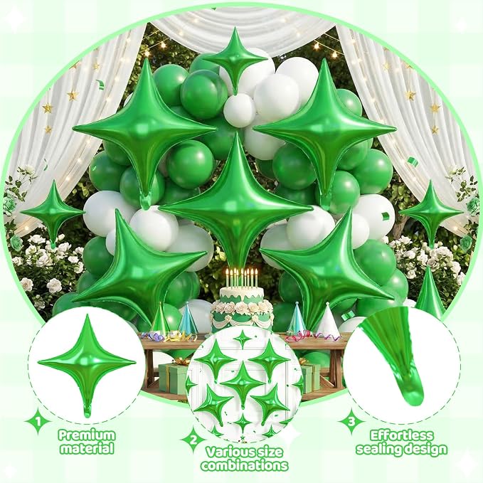 Green Star Balloons, 26 Inch and 10 Inch Green Stars Shaped Balloon - Image 3