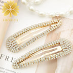 Hair Clips, 2Pcs 3.1Inch Rhinestone, Gold, Hair Accessories, Bridal, Wedding, Party, Prom Barrettes for Women Girls