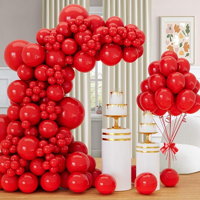 Red Balloon Arch Kit 140PCS, DIY Balloon Decoration by Qikoolaa