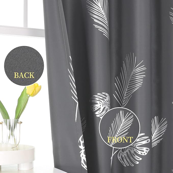 Dark Grey Blackout Curtains Energy Saving Light Blocking Curtains - Image 4