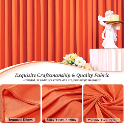 50 ft x 10 ft Wrinkle Free Orange Backdrop Curtain - Image 5