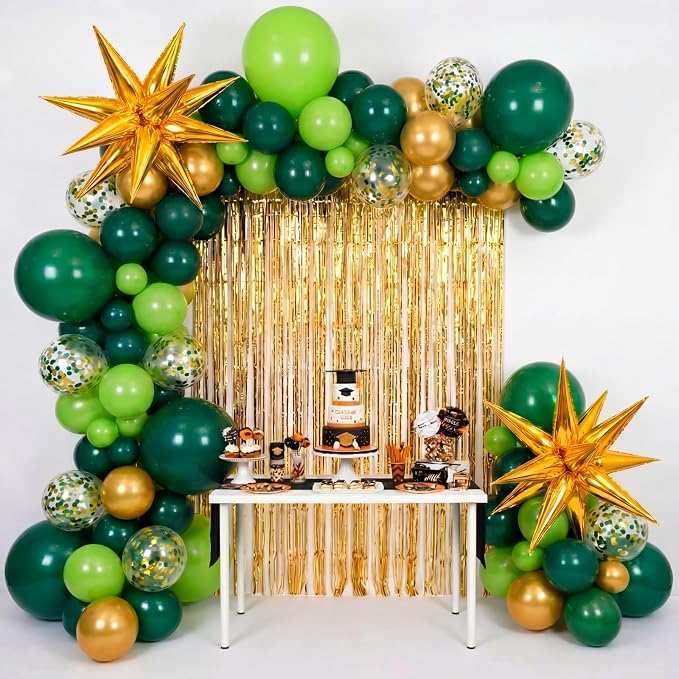 Capoda 148 Pcs Jungle Safari Garland Arch Kit Green and Gold Party Decoration - Image 5