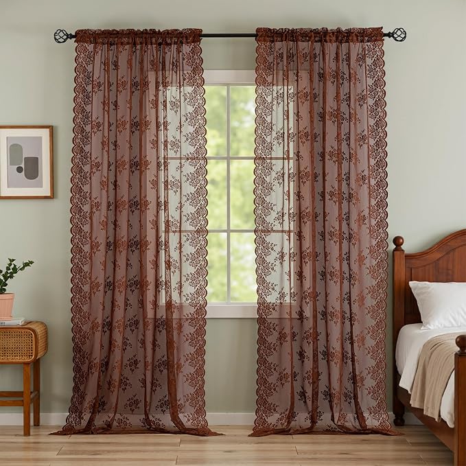 Kotile Warm Brown Lace Curtains - Image 5