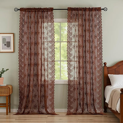 Kotile Warm Brown Lace Curtains - Image 5