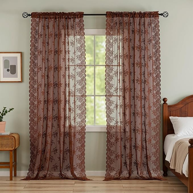 Kotile Warm Brown Lace Curtains - Image 5