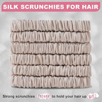 6Pcs Silk Hair Ties Small 22 Momme 100% Pure Mulberry Silk Scrunchies for Women Girls Thin Skinny Hair Sleep Scrunchies No Damage(Color 09)