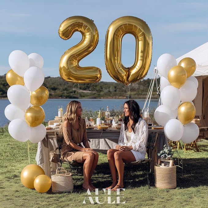 AULE 40 Inch Gold 20 Balloon Number Foil 0-9 Birthday Big Numbers | Birthday - Image 4