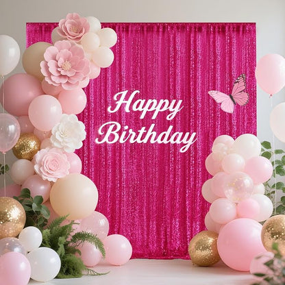 2×8FT-4PCS Fuchsia Sequin Backdrop Curtains Panels, Photography Backdrop - Image 7