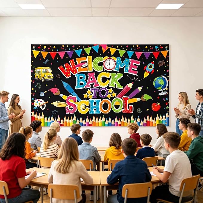 Welcome Back to School Banner Backdrop Photography Background Hanging - Image 5