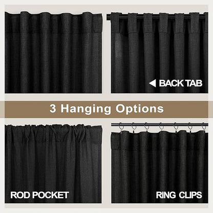 Pitalk Black Linen Curtains 90 Inches Long - Image 5