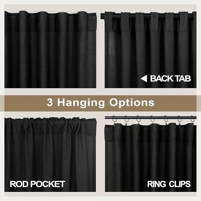 Black Linen Curtains 84 Inch Length - Image 4