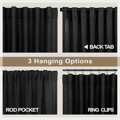 Black Linen Curtains 84 Inch Length - Image 4