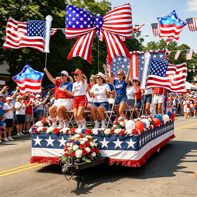 5 PCS 4th of July Patriotic Balloons Set, American Flag Balloons USA Flag Bow - Image 3