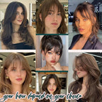 Benehair Clip on Bangs Human Hair, Front Hair Extensions for Women Hair Pieces with Temples for Daily Wear (Light Brown)