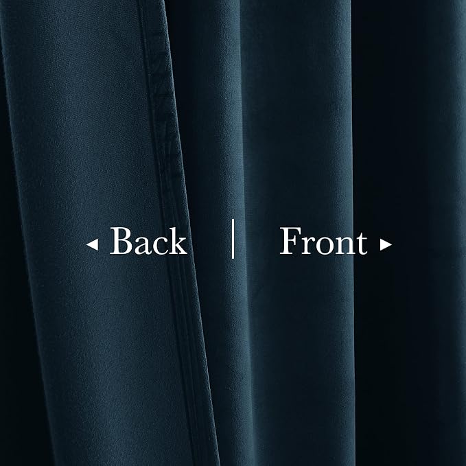 Navy Blue Doorway Curtain 80 inches Long Super Soft Velvet Thermal Insulated - Image 3
