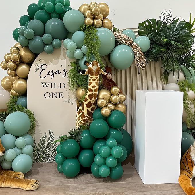 Green and Gold Balloons 12 Inch Emerald Forest Hunter Dark Sage Green Gold Sand - Image 5