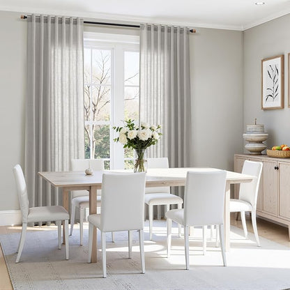 Light Gray Linen Curtains for Living Room 84 Inches Long 2 Panels Set Rod - Image 7