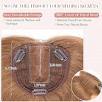 Hairro 100% Human Hair Topper No Bangs, Real Clip in Hair Hairpieces for Women, 3.94x4.72" Silk Base for Thinning Receding High Hairline, 12 Inch Light Brown Middle Part