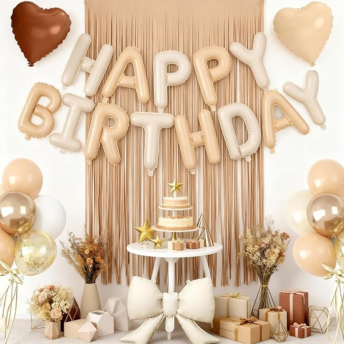 29PC Heart Bow Cream Happy Birthday Balloon Banner, 16Inch 3D Aluminum Letter - Image 5