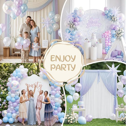 Iridescent Balloons, 12 Inch Pastel Blue Purple Transparent Latex Balloons - Image 7