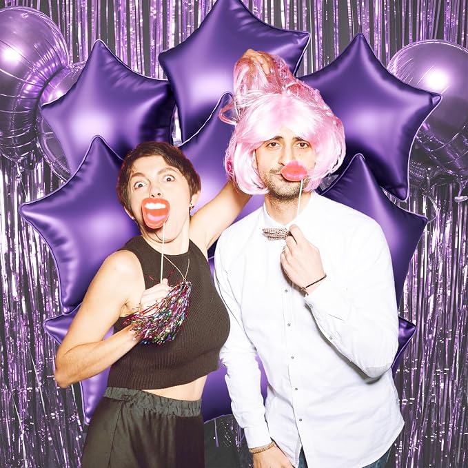 Purple Star Foil Balloons, 18 Inch Metallic Stars Aluminum Balloon Helium - Image 5