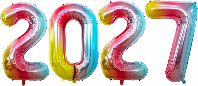 Rainbow 2027 Foil Number Balloons by GOER