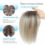 SARO-UP Hair Toppers for Women Real Human Hair Toppers for Women with Thinning Hair pieces with No Bangs 3 * 4Inch Hand-Tied Invisible Upgrade Swiss Base 10Inch Topper (2T613#)