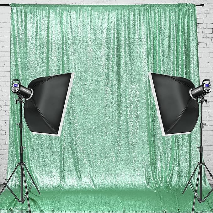 Eternal Beauty Mint Green 3mm Sequin Backdrop 8x8 Ft - Image 3