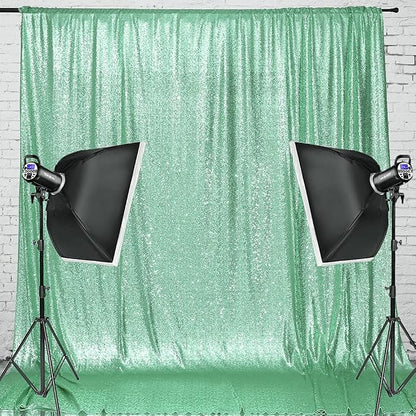 Eternal Beauty Mint Green 3mm Sequin Backdrop 8x8 Ft - Image 3