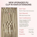 DOORES Clip in Hair Extensions Set 20 Inch 140g, 4pcs Invisi Edge Clip ins and 3pcs Classic Seamless Clip ins, Injected Virgin Real Human Hair Extensions Natural Invisible Straight, #1
