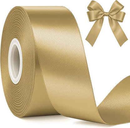 30Yards 1 1/2In Polyester Champagne Gold Ribbon by Fullive