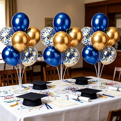 6 Set Navy Blue Gold Balloons Stand Kit - Image 7