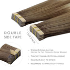 WENNALIFE Tape in Hair Extensions Human Hair, 20pcs 50g 16 inch Sandy Brown to Platinum Blonde Remy Hair Extensions Straight Human Hair Tape in Extensions Skin Weft Tape Extensions