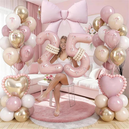 Pink 40 Inch Balloon Number 25 for 25th Birthday Decorations Women, Dusty Blush - Image 3