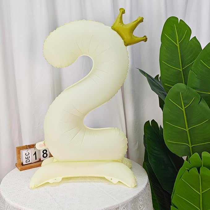 Standing White Crown Number 2 Balloon 40In Retro White Crown 2 Balloon | - Image 3