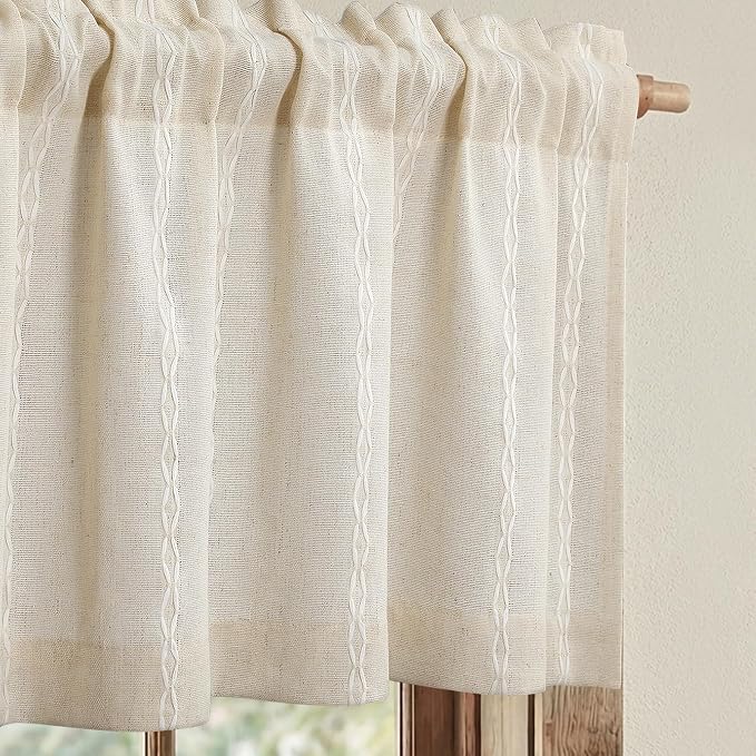 Boho Kitchen Valance for Windows, 52 x 18 Inch, 1 Panel | Vintage Farmhouse Rod by Unknown