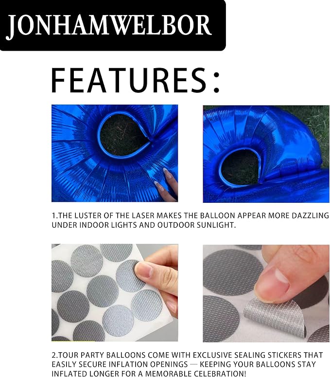 Jonhamwelbor 40 Inch Laser Blue Number 6 Balloon Foil Mylar Giant Balloon - Image 4