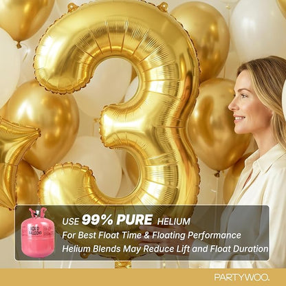 PartyWoo Number Balloons 40 Inch Gold Number 3 Kit 25pcs - Image 5