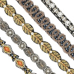 AMCAMI 5-Piece Rhinestone Beaded Hairband Set for Women - Fancy Elastic Headbands with Jeweled Crystal Beads - Handmade Hair Accessories for Women, Girls, and Ladies